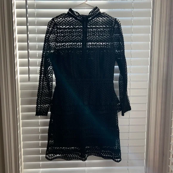 Few Moda Dresses | Few Moda Long Sleeve High Neck Lace Dress | Color: Black | Size: L | Jazzygolden's Closet
